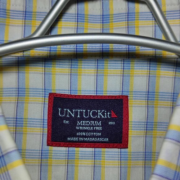 UNTUCKit Vielles Shirt Mens Size Medium Gingham Plaid Cotton Long Sleeve 41128 - Picture 4 of 12